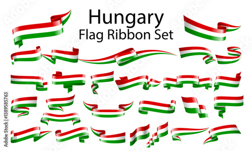 Hungary ribbon flag set