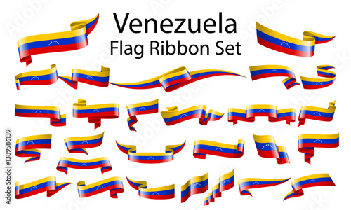 Venezuela ribbon flag set