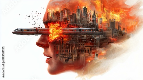 Emotional dreamscape exploring the symbolic bridge between two minds and inner turmoil.