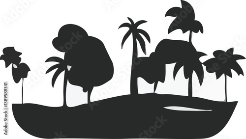 tropical island with palms