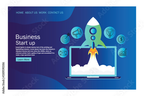Landing page design concept of Startup Business, business strategy, analytics and brainstorming