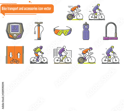 Bike transport and accessories icon vector