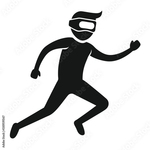 Person Running in Virtual Reality Headset Immersive Gaming Experience