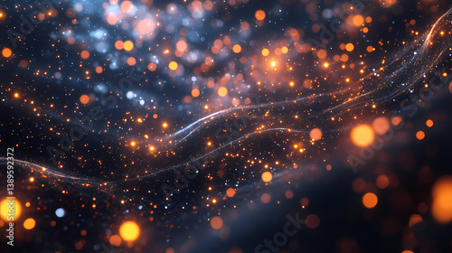 Ephemeral dust particles suspended in the boundless emptiness of space, dark universe, cosmic suspension, stellar glow. boundless - ocean. illustration. Boundless Emptiness. Illustration