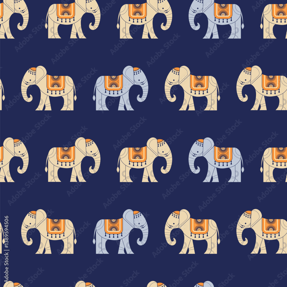 Decorated Asian Elephant Animal Pattern