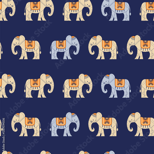 Obraz na płótnie Decorated Asian Elephant Animal Pattern w salonie