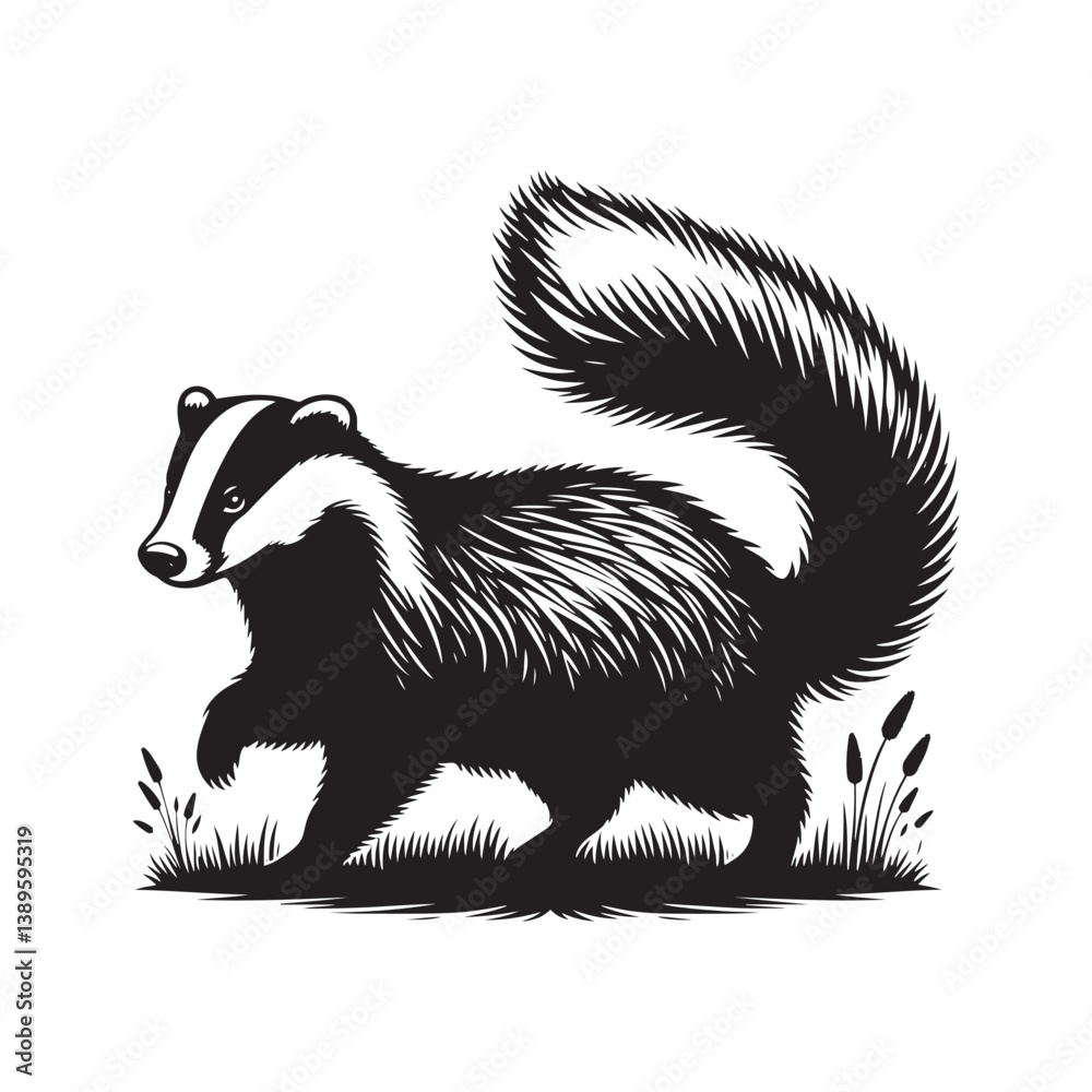 Obraz premium Badger Silhouette - Minimalist Badger Vector - Badger Illustration. Badger Animal Design.