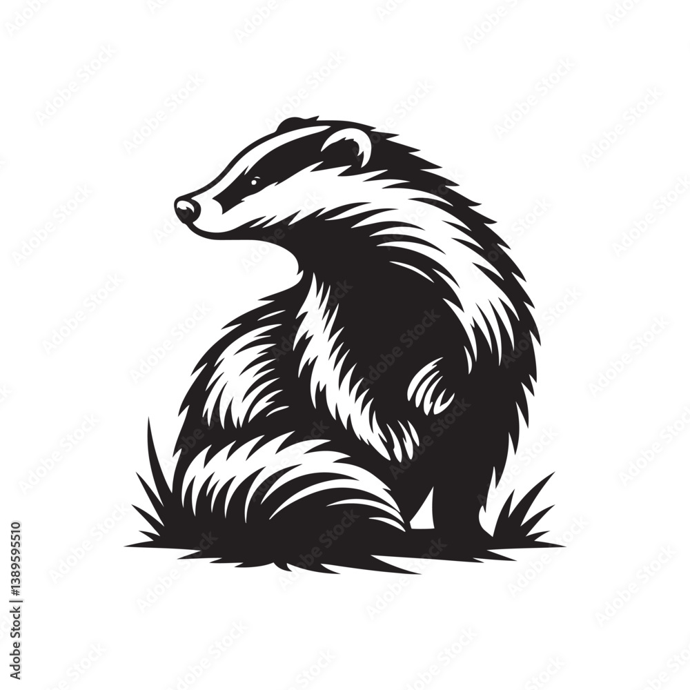 Fototapeta premium Badger Silhouette - Minimalist Badger Vector - Badger Illustration. Badger Animal Design.