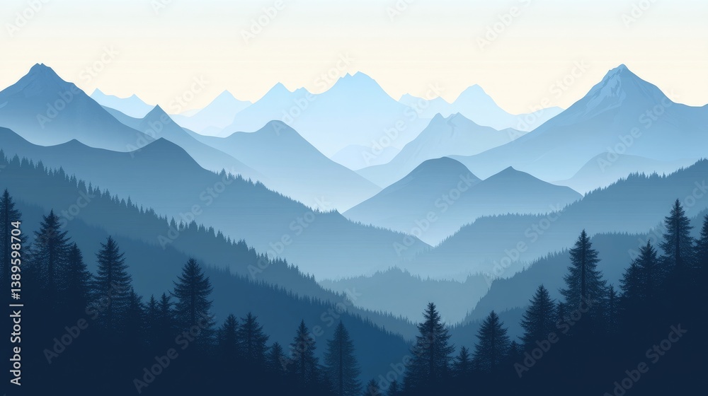 Vector wallpaper with a mountain range landscape Vector wallpaper with a mountain range landscape