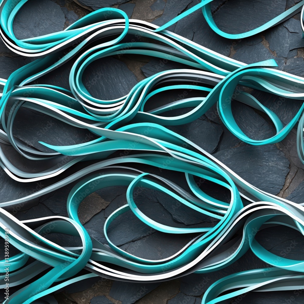 Blue Seamless Pattern Gray Background. Abstract background displays flowing curved shapes. Design features consistent repeating pattern. Blue Seamless Pattern Gray Background. Abstract background displays flowing curved shapes. Design features consistent repeating pattern.