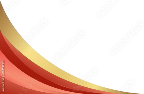 Luxury red and gold curved corner element