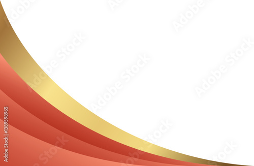 Luxury red and gold curved corner element