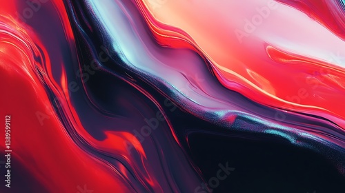 Abstract red, blue, and black liquid swirls.