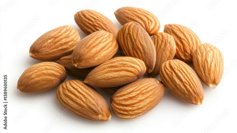 Pile of Almonds on White Background
