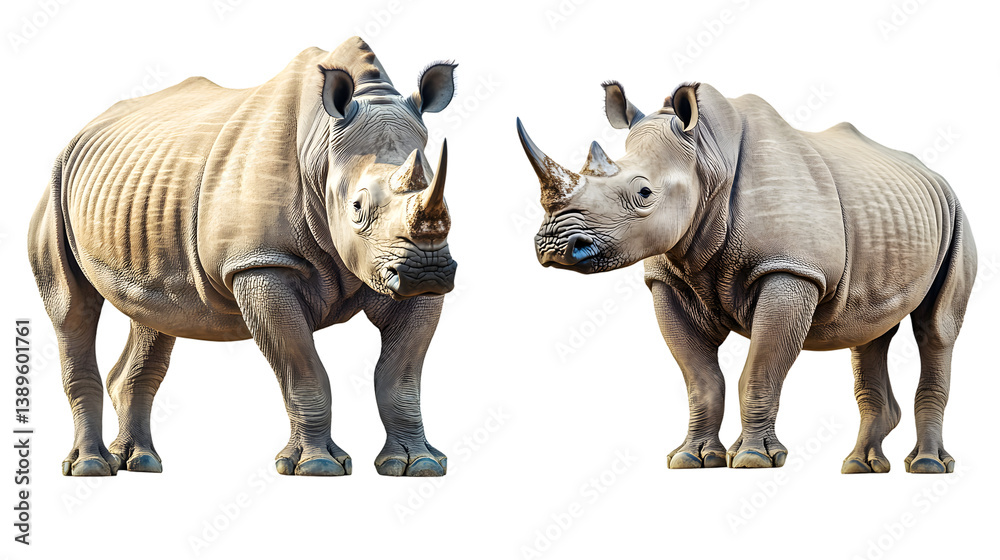 Obraz premium Majestic Rhinoceros Collection: Portrait and Standing Animal Vision in Natural Habitat