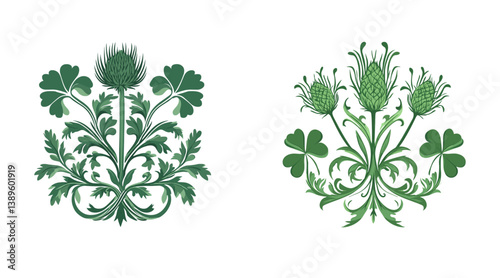 Set Of Delicate Botanical Leaves Illustration Vector with White Background