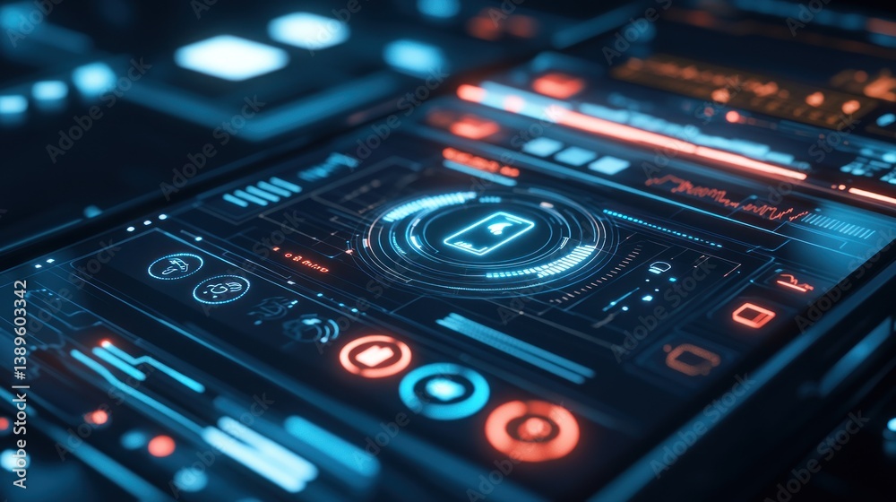 Futuristic UI Battery Monitoring Interface Futuristic UI Battery Monitoring Interface