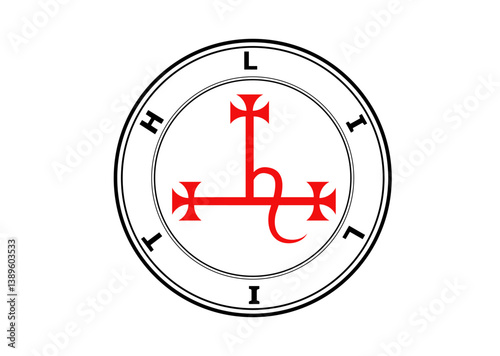 Lilith Sigil Depicted, Female Demon Seal Symbol. First woman of Heaven, vector illustration isolated on white background