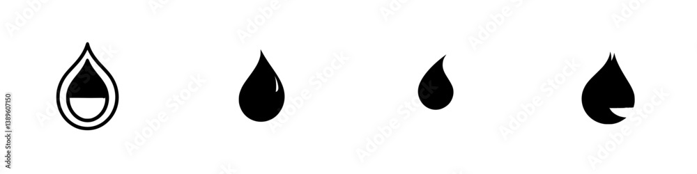 Set of minimalist line icons depicting various water droplet designs in a modern and simplistic style for creative use Set of minimalist line icons depicting various water droplet designs in a modern and simplistic style for creative use