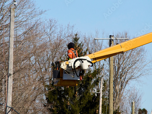 A person in a nacelle.