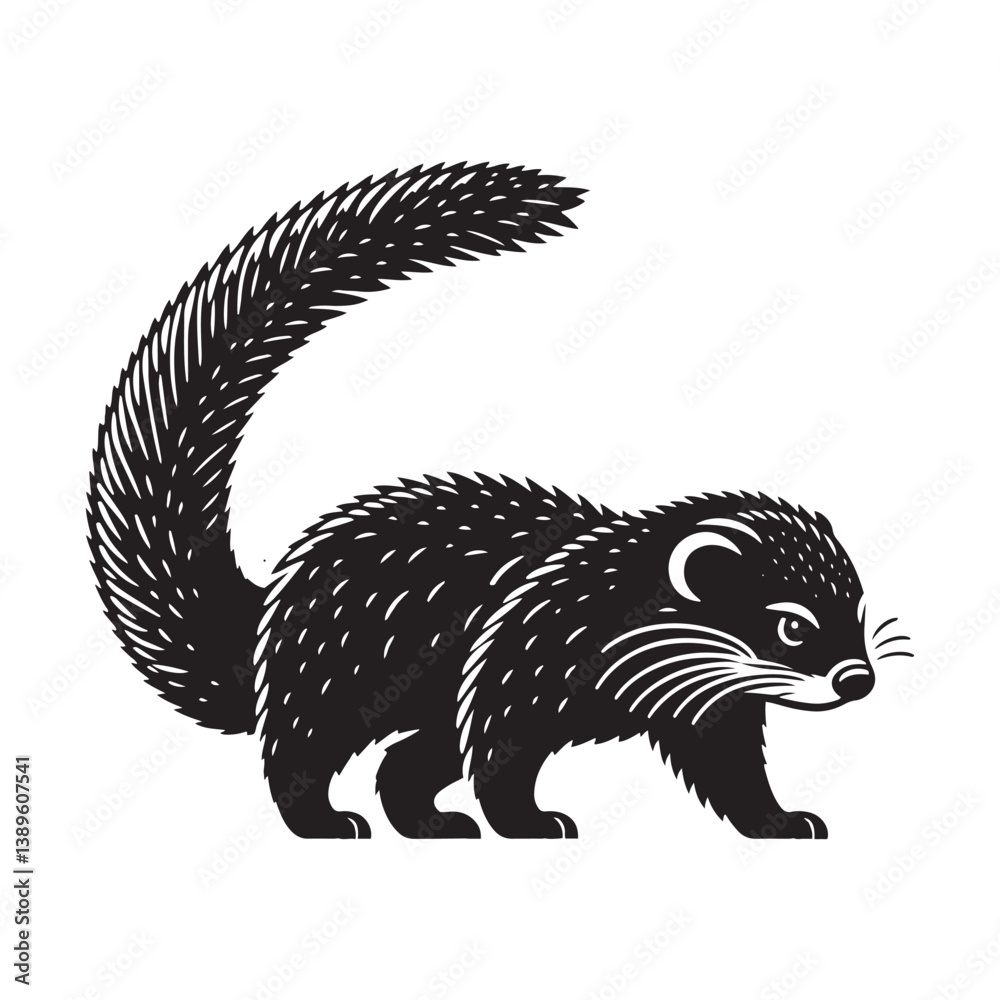 Naklejka premium Binturong Silhouette - Minimalist Binturong Vector - Binturong Illustration.