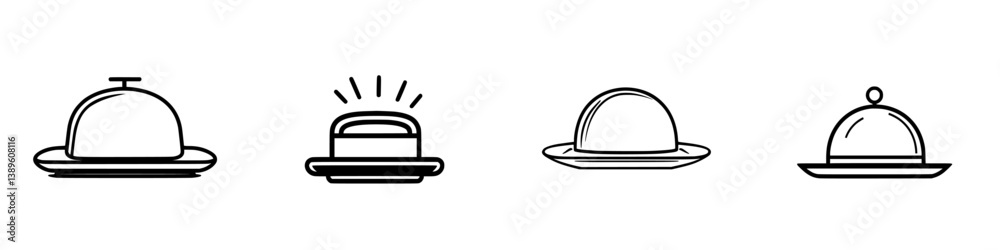 Collection of minimalist line icons representing food serving and delivery services in a contemporary design style Collection of minimalist line icons representing food serving and delivery services in a contemporary design style