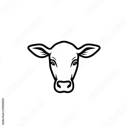 Set of vector minimalist line icons featuring a cow head design suitable for various agricultural or farm-related themes