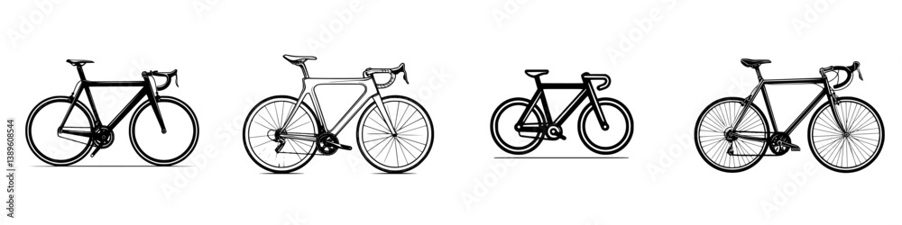 Collection of minimalist line icons showcasing various bicycle designs for graphic use and creative projects Collection of minimalist line icons showcasing various bicycle designs for graphic use and creative projects