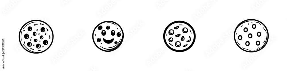 Collection of minimalist vector line icons showcasing various cookie designs in a simple and elegant style Collection of minimalist vector line icons showcasing various cookie designs in a simple and elegant style