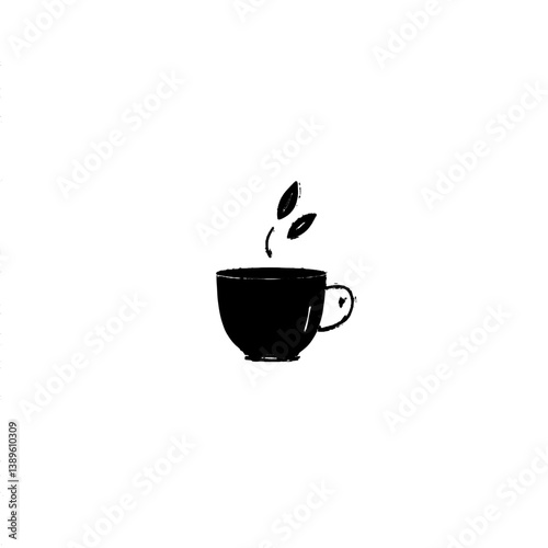 Green herbal tea, infused with modern melissa or mint leaves, is served as a solitary cup of hot drink