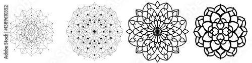A modern illustration featuring an ethnic boho doodle floral mandala design