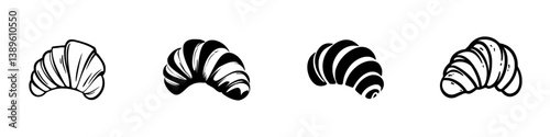 Obraz na płótnie Set of minimalist line icons depicting various styles of croissants in vector format suitable for culinary design projects w salonie