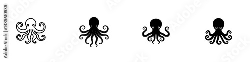 The octopus is a solitary, eight-limbed marine mollusk with a modern underwater presence and tentacles