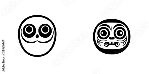 Vector minimalist line icons showcasing two distinct owl designs with unique facial expressions, perfect for graphic projects