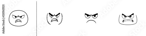An isolated upset smiley displays an annoyed emoji expression, representing a modern irritated angry face
