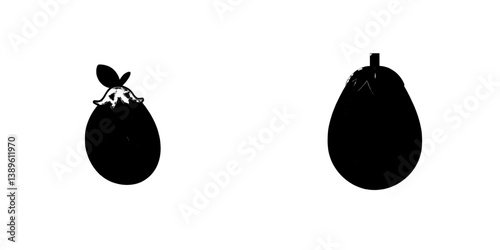 A fresh eggplant, representing modern and natural healthy food, is depicted as an organic vegetable isolated on a white background, serving as a cartoon element for design that highlights a ripe