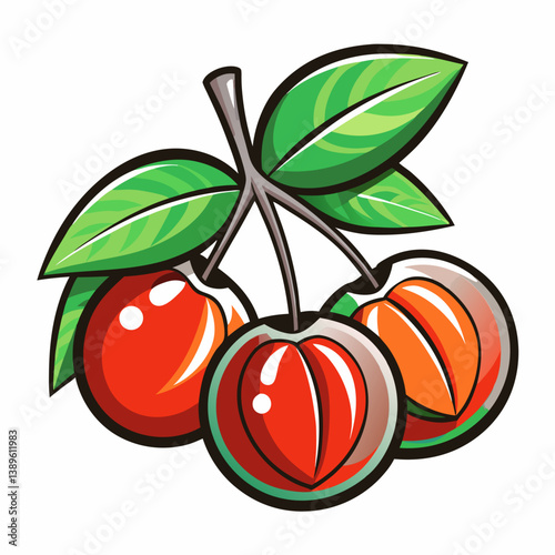 vector illustration of ripe apricots