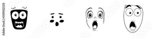 Astonished emoji, cartoon surprised face, and funny modern character, with a dumbfounded facial expression featuring wide open mouth and goggle eyes, conveying wow feelings isolated on white
