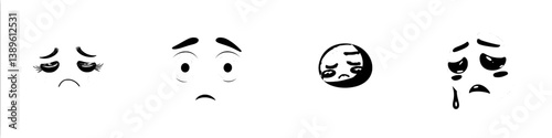 A cartoon face with a black eye and goggles, displaying confusion and fear with an open mouth and a single tooth, set against a white background and embodying negative emotions