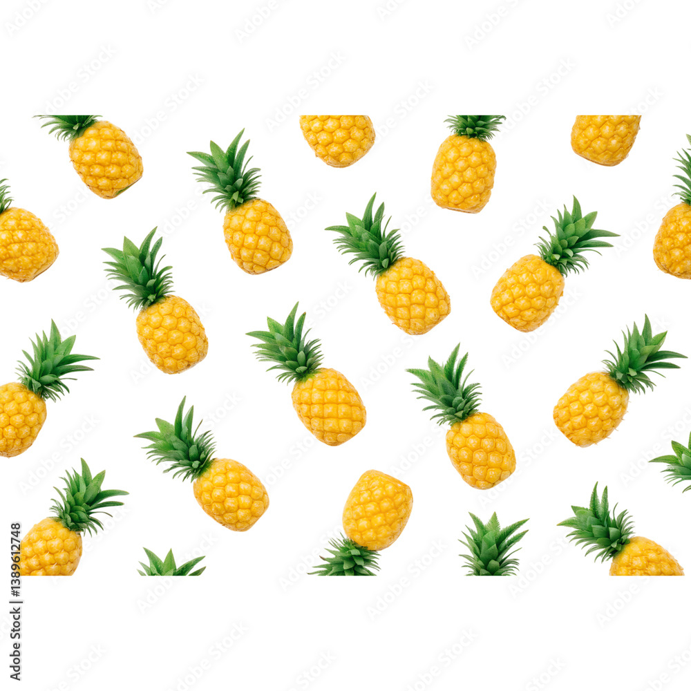 stylized yellow pineapples tumbling mid-air isolated on transparent background stylized yellow pineapples tumbling mid-air isolated on transparent background