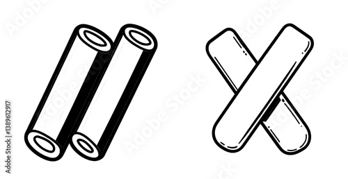 Modern italian mediterranean cuisine food, penne lisce a tube shape pasta made from wheat dough, presented as isolated color outline icon