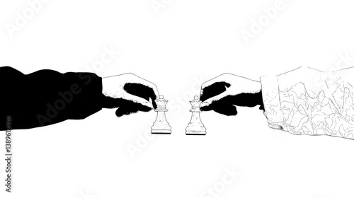 Chess players use their hands to participate in the strategic game of chess, a tournament that requires thinking and intelligence to achieve success in business and competition