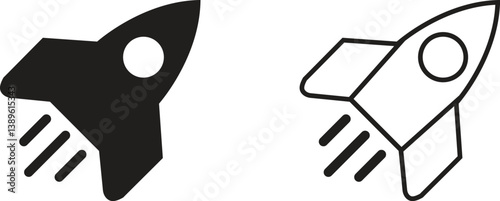 Rocket icon. Rocket launched icon vector symbol, Startup icon set vector lineout, Launch spaceship or spacecraft. Rocket fast flying for space,New business start up icon, .vector , illustration