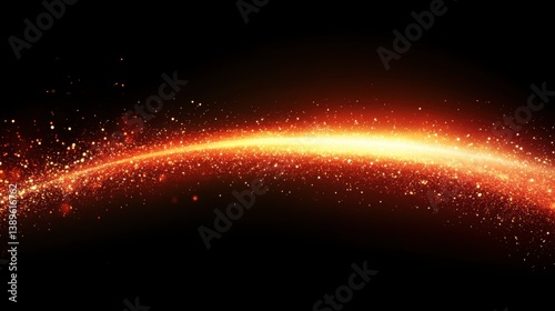 Glowing Orange Sparkle Stream on Black Background for Creative Use