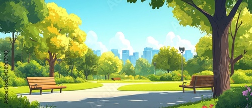 Obraz na płótnie Modern city park illustrations in leisure time are depicted as isolated cartoons w salonie