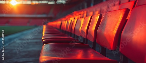 Obraz na płótnie Bright red seating at the stadium in Liverpool. Red seats in the stands of the stadium w salonie