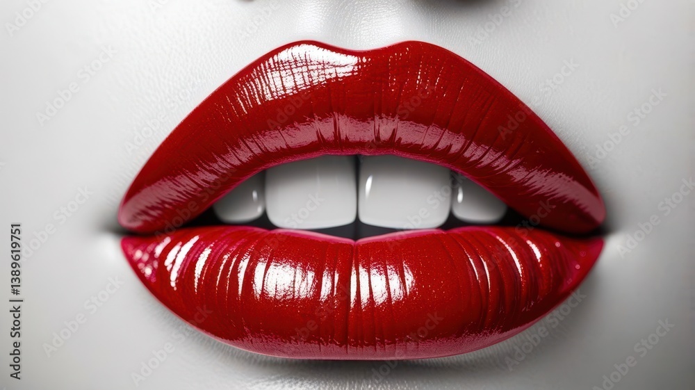 Obraz premium A woman's lips are painted red and white