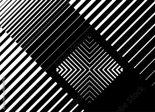 Modern striped pattern of rectangular geometric shapes in hi-tech style. Processor, electronic board, Corrugated glass. Tiles. Strict technological black and white background from lines. Cover. vector