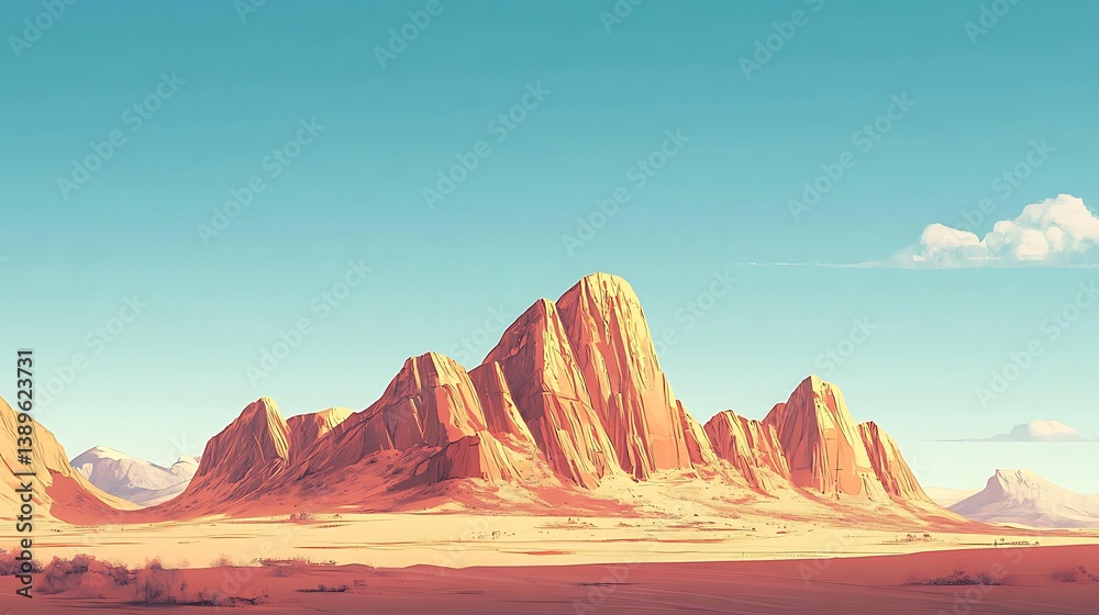 Naklejka premium Majestic desert mountain range under a clear sky.