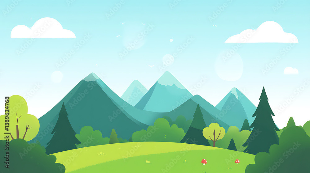 Fototapeta premium Idyllic green mountain landscape.